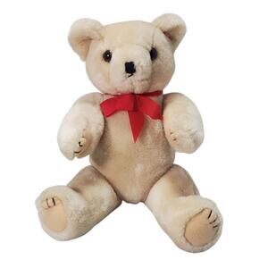 Vintage Jasco International Small Ivory Teddy Bear Jointed Plush 9"